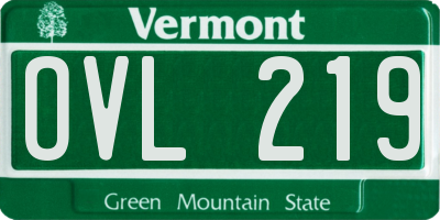 VT license plate OVL219