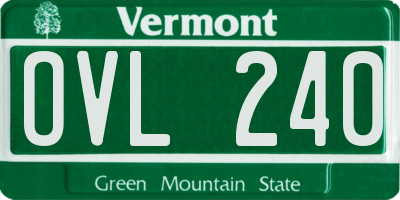 VT license plate OVL240