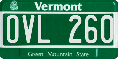 VT license plate OVL260