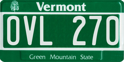 VT license plate OVL270