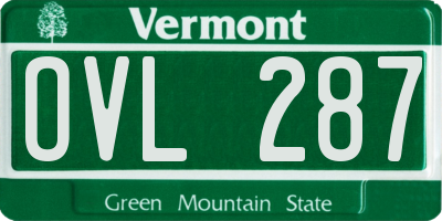 VT license plate OVL287