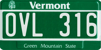 VT license plate OVL316