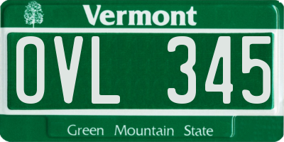 VT license plate OVL345