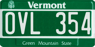 VT license plate OVL354