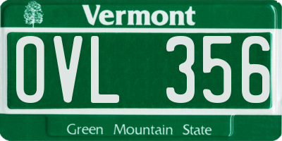 VT license plate OVL356