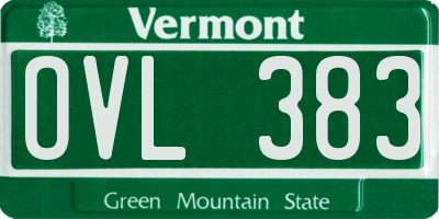 VT license plate OVL383