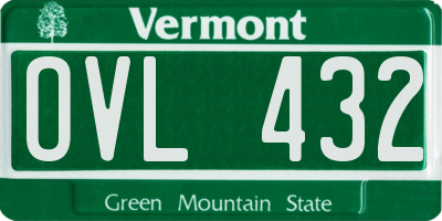 VT license plate OVL432