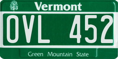 VT license plate OVL452