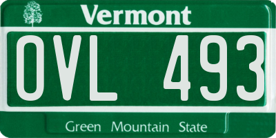 VT license plate OVL493