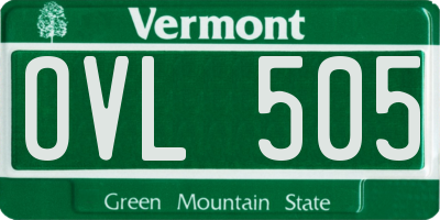 VT license plate OVL505