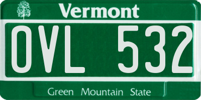 VT license plate OVL532