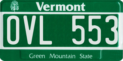 VT license plate OVL553