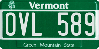 VT license plate OVL589