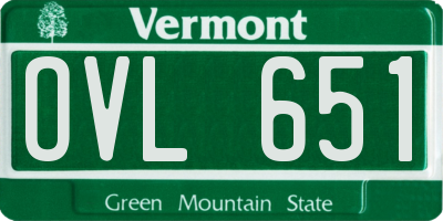 VT license plate OVL651