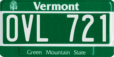 VT license plate OVL721