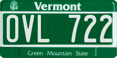VT license plate OVL722