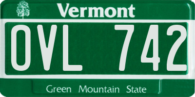 VT license plate OVL742