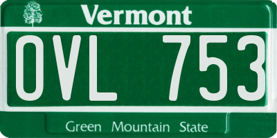 VT license plate OVL753