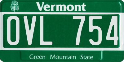 VT license plate OVL754