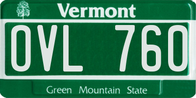 VT license plate OVL760