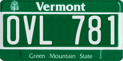 VT license plate OVL781