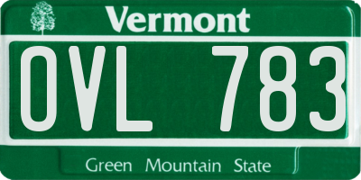 VT license plate OVL783