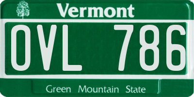 VT license plate OVL786