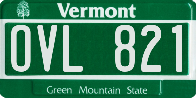 VT license plate OVL821