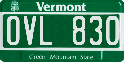 VT license plate OVL830