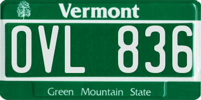VT license plate OVL836