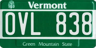VT license plate OVL838