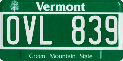 VT license plate OVL839