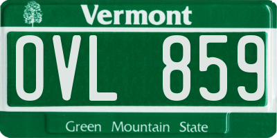 VT license plate OVL859