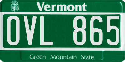 VT license plate OVL865