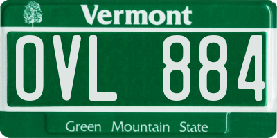 VT license plate OVL884