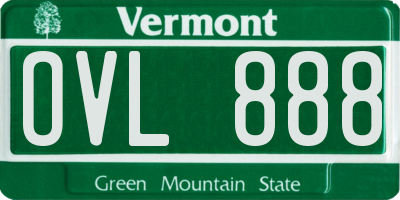 VT license plate OVL888