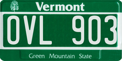 VT license plate OVL903