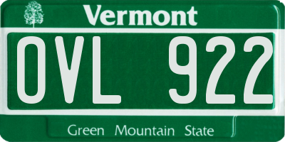 VT license plate OVL922