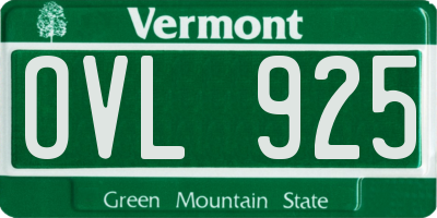 VT license plate OVL925