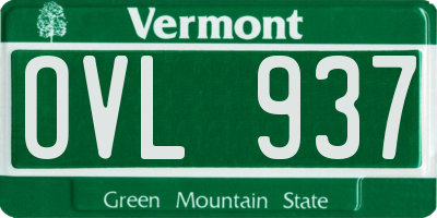 VT license plate OVL937