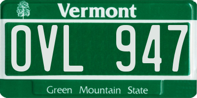 VT license plate OVL947