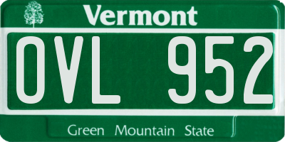 VT license plate OVL952