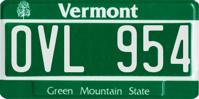 VT license plate OVL954