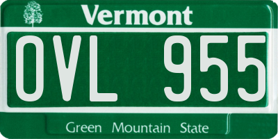 VT license plate OVL955