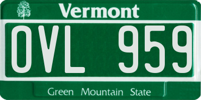 VT license plate OVL959