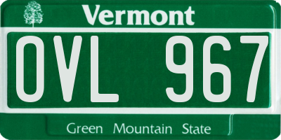 VT license plate OVL967