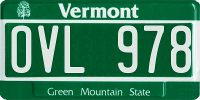 VT license plate OVL978