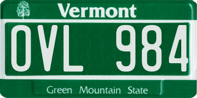 VT license plate OVL984
