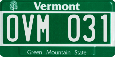 VT license plate OVM031