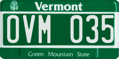 VT license plate OVM035